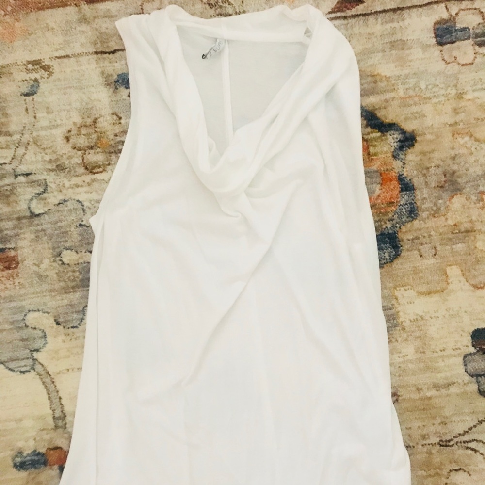 White xs drape neck tank